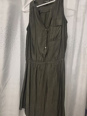 Express Olive Green Sleeveless Button-Front Mini Dress